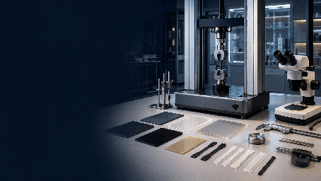Independent materials testing laboratory with polymer specimens and precision instruments