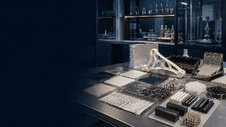 Advanced materials applications laboratory with polymer forms and application prototypes